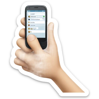 mobile phone with waving hand coming out of screen sticker
