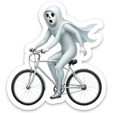 Ghost on bicycle, 3d pictogram, full body, male sticker