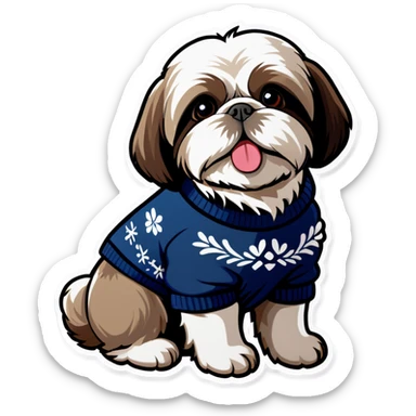 Shih tzu wearing a sweater sticker