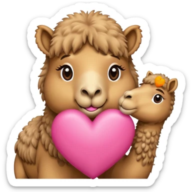 cute camel in pink heart sending kiss sticker
