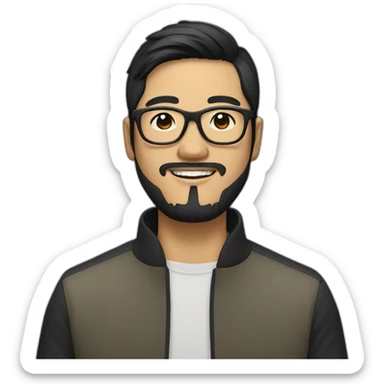 asian designer with glasses and black hair and beard sticker