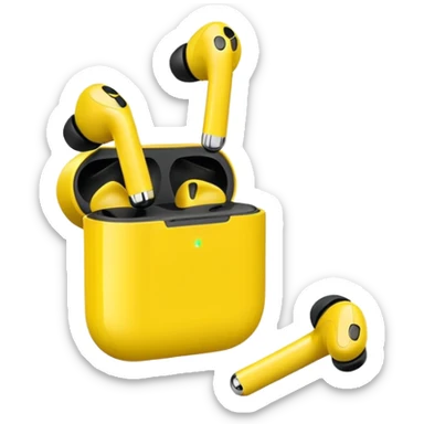 yellow wireless earbuds sticker
