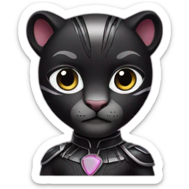 Pink panther in a black panther costume sticker