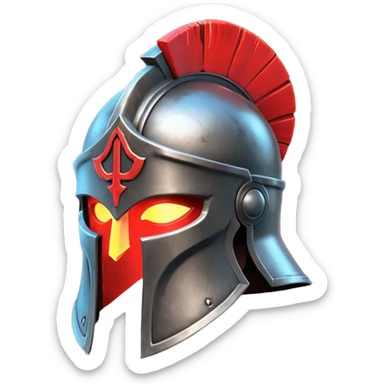 Ares legendary helmet object icon, ancient Greek helmet with glowing red runes, deep red energy glow, battle scars, epic fantasy style, 3D cartoon, mobile game icon style, centered, clean background, no text, no watermark

 sticker