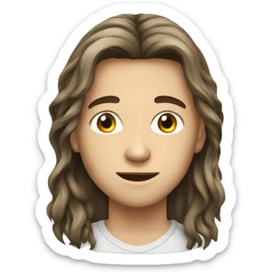 european teenager boy long hair sticker