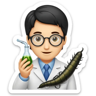scientist with leech sticker