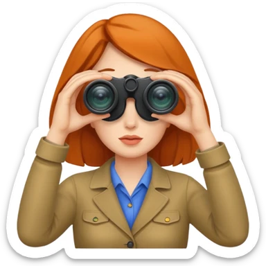 a woman looking into binoculars sticker