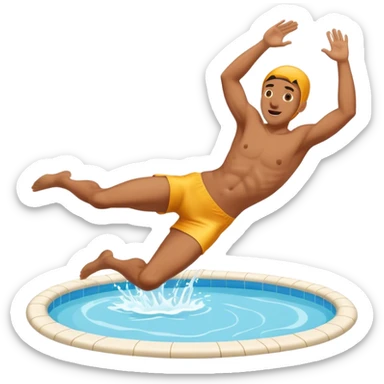 un hombre saltando a una piscina sticker
