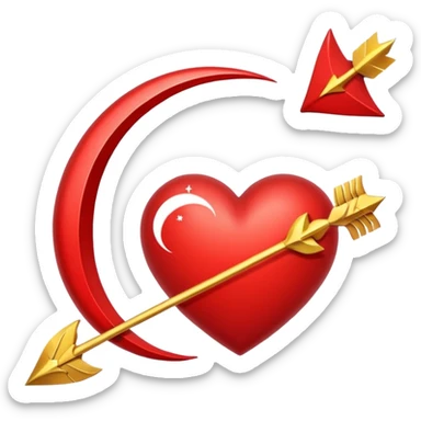 1.	Heart + Moon + Arrow 	•	A red heart, crescent moon, and an arrow or comet streak flying across. 	•	Symbolizes “taking all the hearts” and “shooting the moon.” sticker