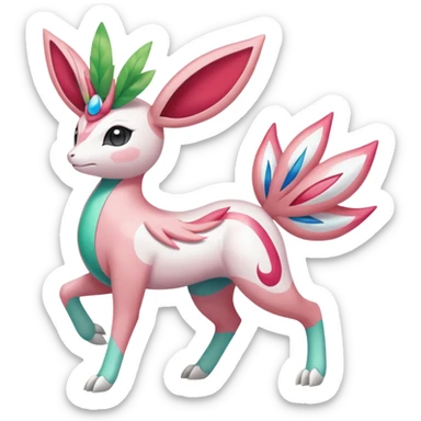 Shaymin-Sylveon-Meloetta-Cresselia-Milotic-Pokémon-Fakémon-fusion, full body sticker