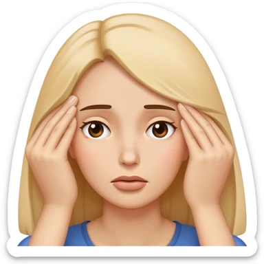 Facepalm gesture followed by three female face emojis sticker