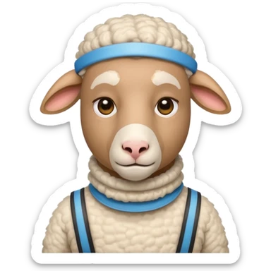 Sheep man with a sad face and a neck brace on his neck sticker