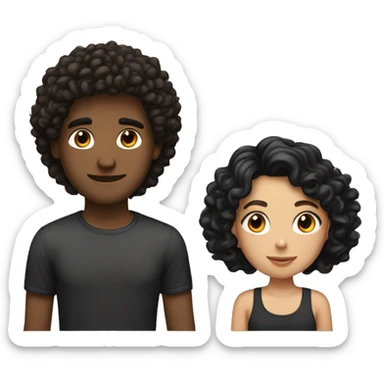 Guy whit straight brown hair and girl whit curly black hair sticker