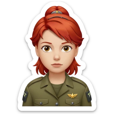 woman soldier with red hair clip sticker