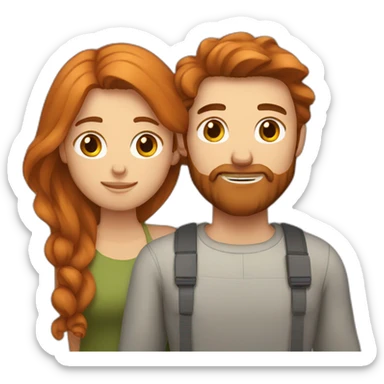 Bearded brown-haired man and girlfriend with long ginger hair sticker
