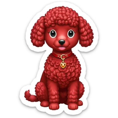 Red french poodle with a ruby collar  sticker