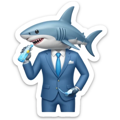 draw a vacuum sealed shark wearing a suit sticker