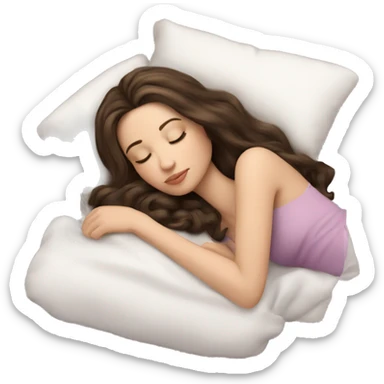 sleeping beauty brunette shoulder length hair white girl with silk pillow sticker