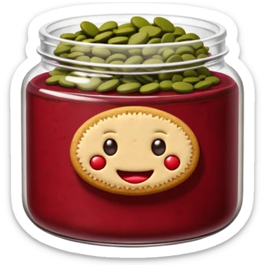 Haz un emoji de un tarro de galletas Red Velvet con pepitas de chocolate blanco sticker
