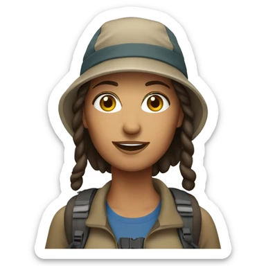 Brunette woman hiker  sticker