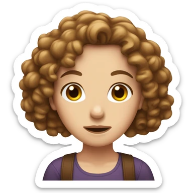 WhiteGirl with brown curly hair shrugging  sticker