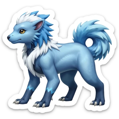 Icy scarf-covered glacial glistening glossy smooth soft flaky scaly furry hyper-realistic boreal Manectric-Absol-Luxray-Pyroar-Fakémon-fusion-animal-creature, full body  sticker