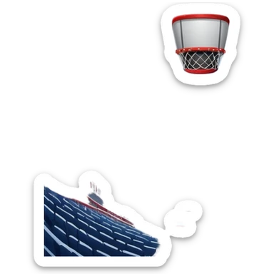 An icon showing a close-up of a hockey stick, puck, skates, and hockey net placed on the ice. The background features a packed stadium with bright lights, cheering fans, and snowy scenery outside. Transparent background highlights the key elements of the game. sticker