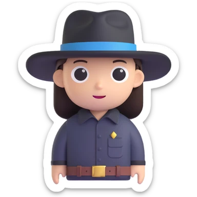 billy jack hat, front view, black felt, flat crown, wide brim, subtle leather band, western vibe sticker