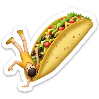 A taco doing a handstand  sticker