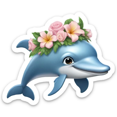 Dolphin wearing flower tiara  sticker