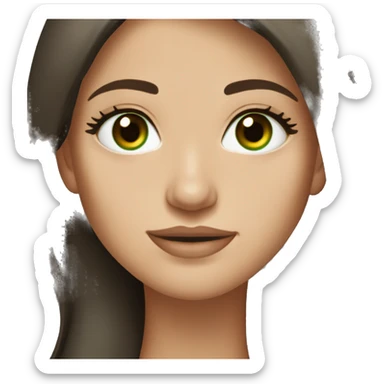 Attractive woman with incredibly long chestnut-brown hair and dark green eyes wearing a black top sticker