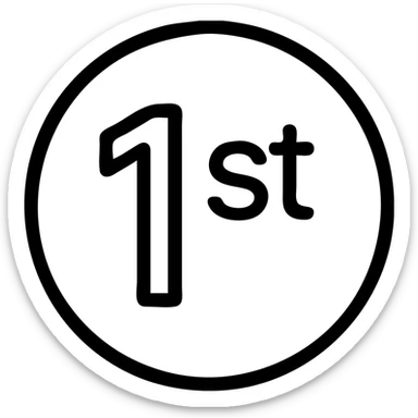first ,a 1 in a circle with 'st' in the circle sticker