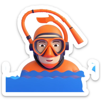 person snorkeling with mask and snorkel in blue water sticker