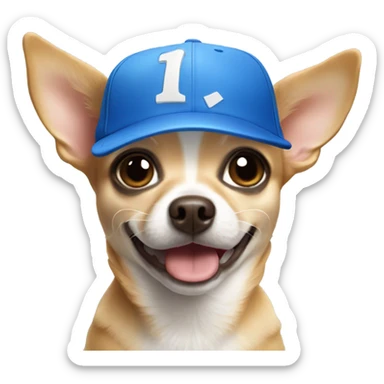 Happy Chihuahua wearing blue baseball cap  sticker