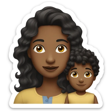 me with my 4-year-old son. I’m a Colombian woman with long wavy black hair and hazel eyes. My son, mixed French, Congolese, and Colombian, has slightly darker skin, curly hair on top, short sides, and black eyes.” sticker