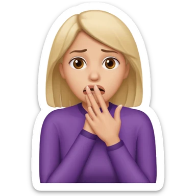 scared woman with her hand on mouth, more details sticker