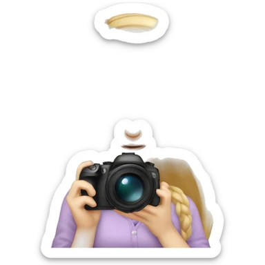 European light hair Female photographer taking a picture light skinned long hair sticker