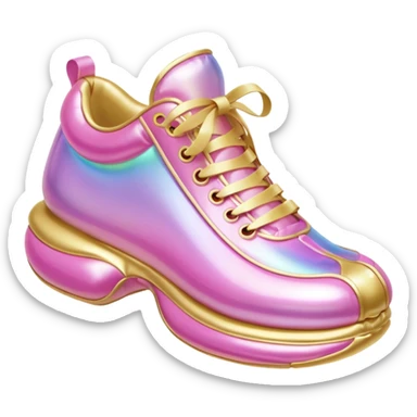gold rococo kawaii pink inflatable puffy shell shoe sticker