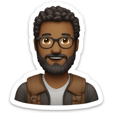  guy with big beard. Brown skin tone and glasses  sticker