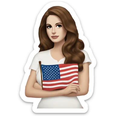 lana del Rey holding an American flag  sticker