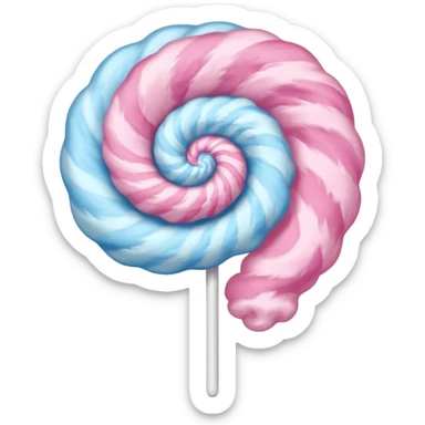 Cotton Candy, Pink Swirl Cotton Candy – classic fluffy pink spiral on a white stick. sticker