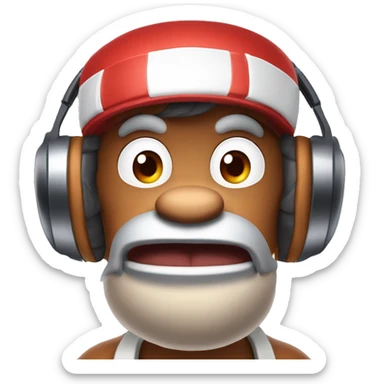 Donkeykong les yeux rouges fatigué avec un casque AirPods Max sur la tête sticker