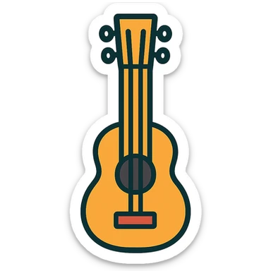 ukelele, lineal color icon, bold and vibrant style sticker