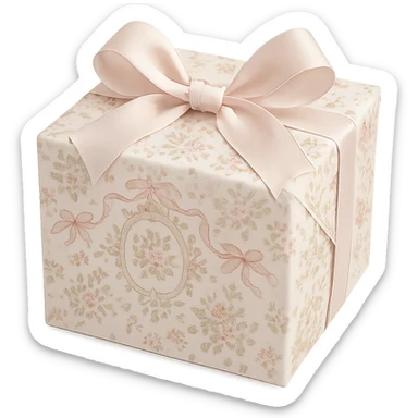 Elegant Rococo pale girly ditsy  gift box  , remove background sticker