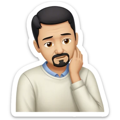 Older Man with black hair and goatee holding neck bent over in pain sticker