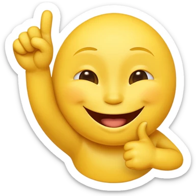 a yellow emoji laughing with eyes closed pointing its fingers forward sticker