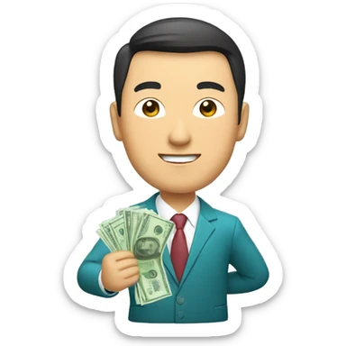 kazakh businessman with money in hands sticker