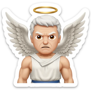 Angry older white male Italian animated angel sticker