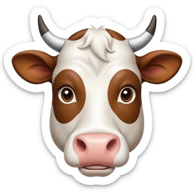 cinematic-noble-brown-and-white-cow-portrait-emoji,-poised-and-regal,-with-a-large,-sturdy-build-and-a-beautifully-patterned-hide-of-rich-brown-accented-by-crisp-white-patches,-deep-set-soulful-brown-eyes,-simplified-yet-sharp-and-sophisticated sticker