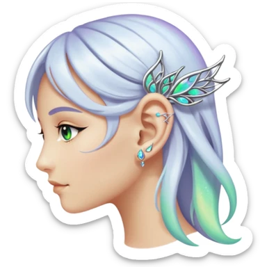 Elvish fae shiny sparkly iridescent translucent diaphanous ear climber ear cuff sticker